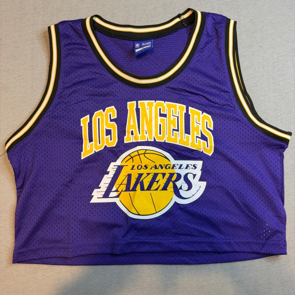 NBA Ultra Game Los Angeles Lakers Cropped Mesh Jersey Tank Top Purple Womens M